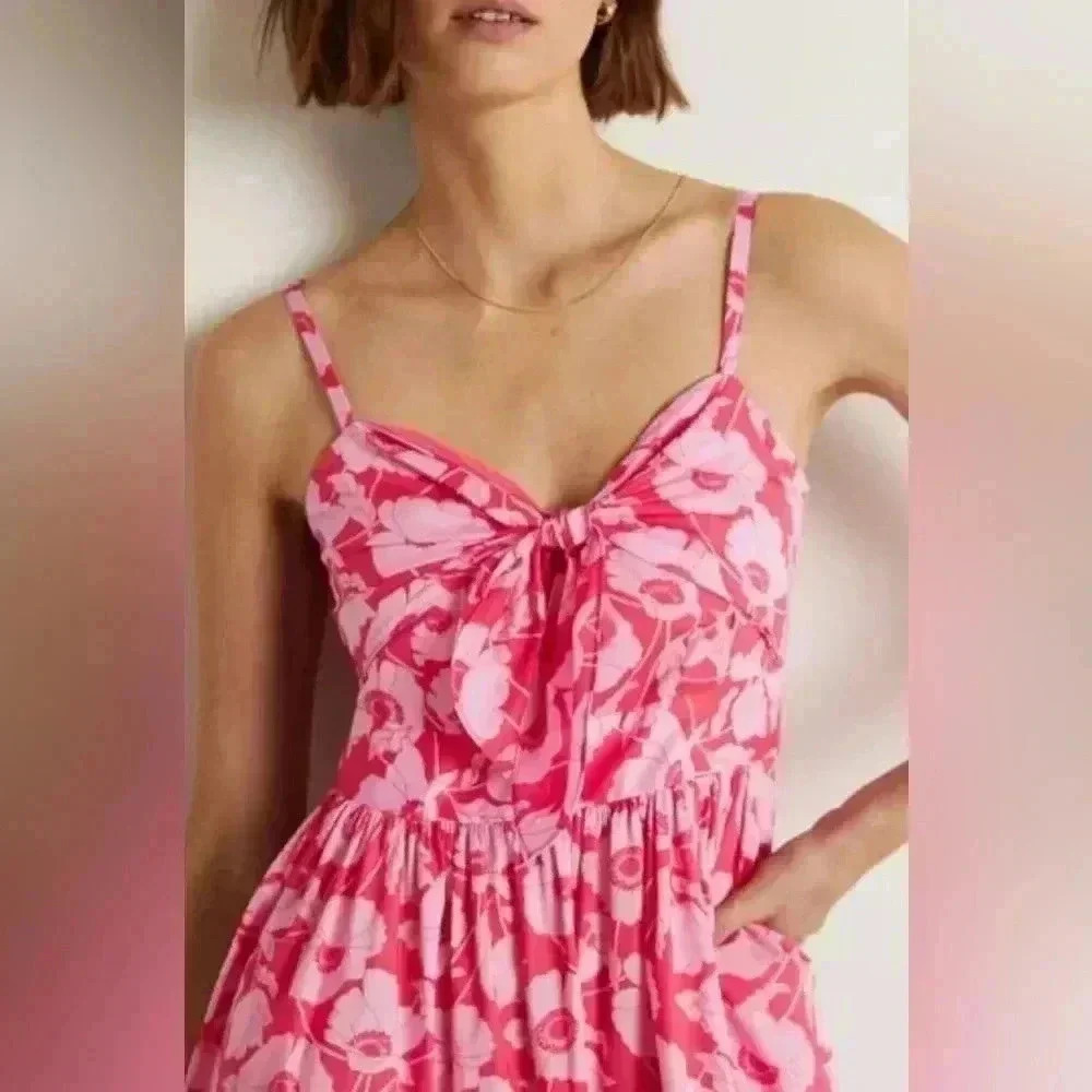 Boden Pink Floral Midi Dress - Picture 3 of 12